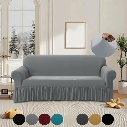 Solid Color Stretch Sofa Slipcover, Removable Washable Slipcovers For Couches And Sofas, 1 Count Dustproof Elastic Couch Protector, Sofa Protective Cover for Home & Living Room