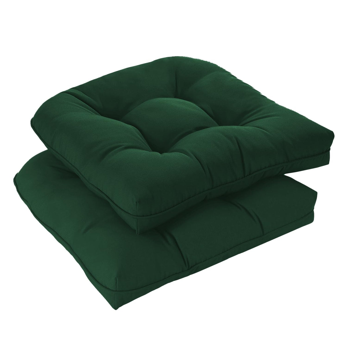 downluxe Outdoor Chair Cushions Set of 4 for Patio Furniture, Water Resistant Tufted Overstuffed Patio Furniture Cushions, Thick Outdoor Seat Cushion, 19" X 19" X 5", Black