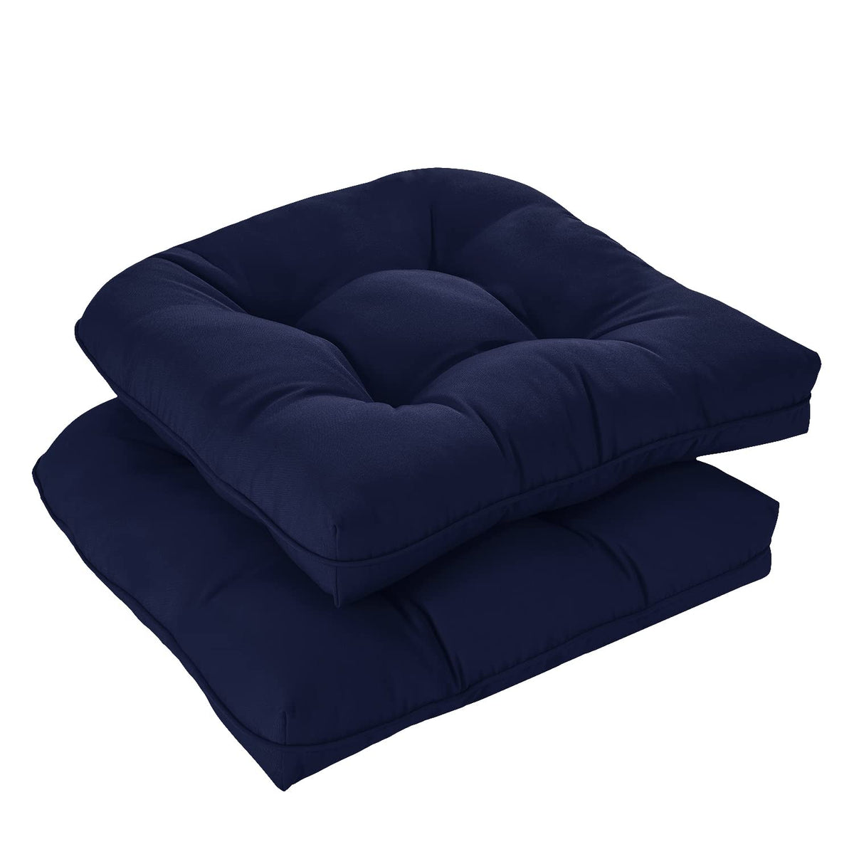 downluxe Outdoor Chair Cushions Set of 4 for Patio Furniture, Water Resistant Tufted Overstuffed Patio Furniture Cushions, Thick Outdoor Seat Cushion, 19" X 19" X 5", Black