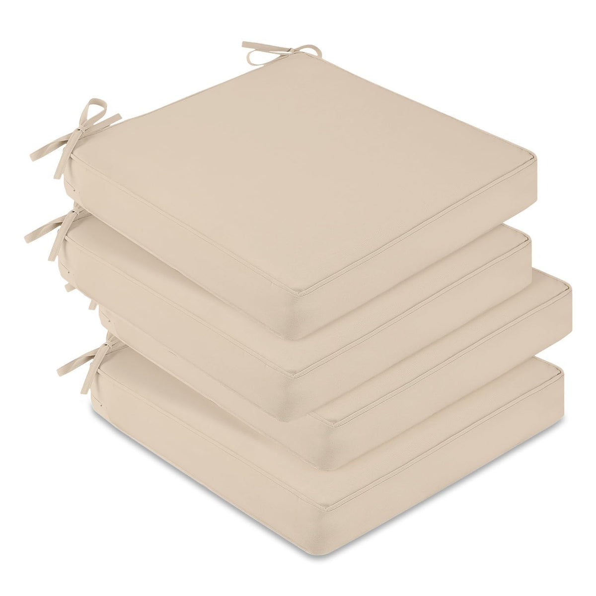 downluxe Outdoor Chair Cushions Set of 4, Waterproof 19" x 19" x 3" Patio Chair Cushion with Non-Slip Ties & Handle, Square Outdoor Cushion for Patio Furniture with Removable Cover, Navy