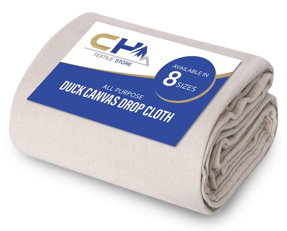 Canvas Painters Drop Cloth (Size 6 x 9 Feet - Pack of 2) - Pure Cotton Paint Drop Cloth for Painting, Curtains, Furniture & Floor Protection - All Purpose Thick Canvas tarp with Double Stitched Edges