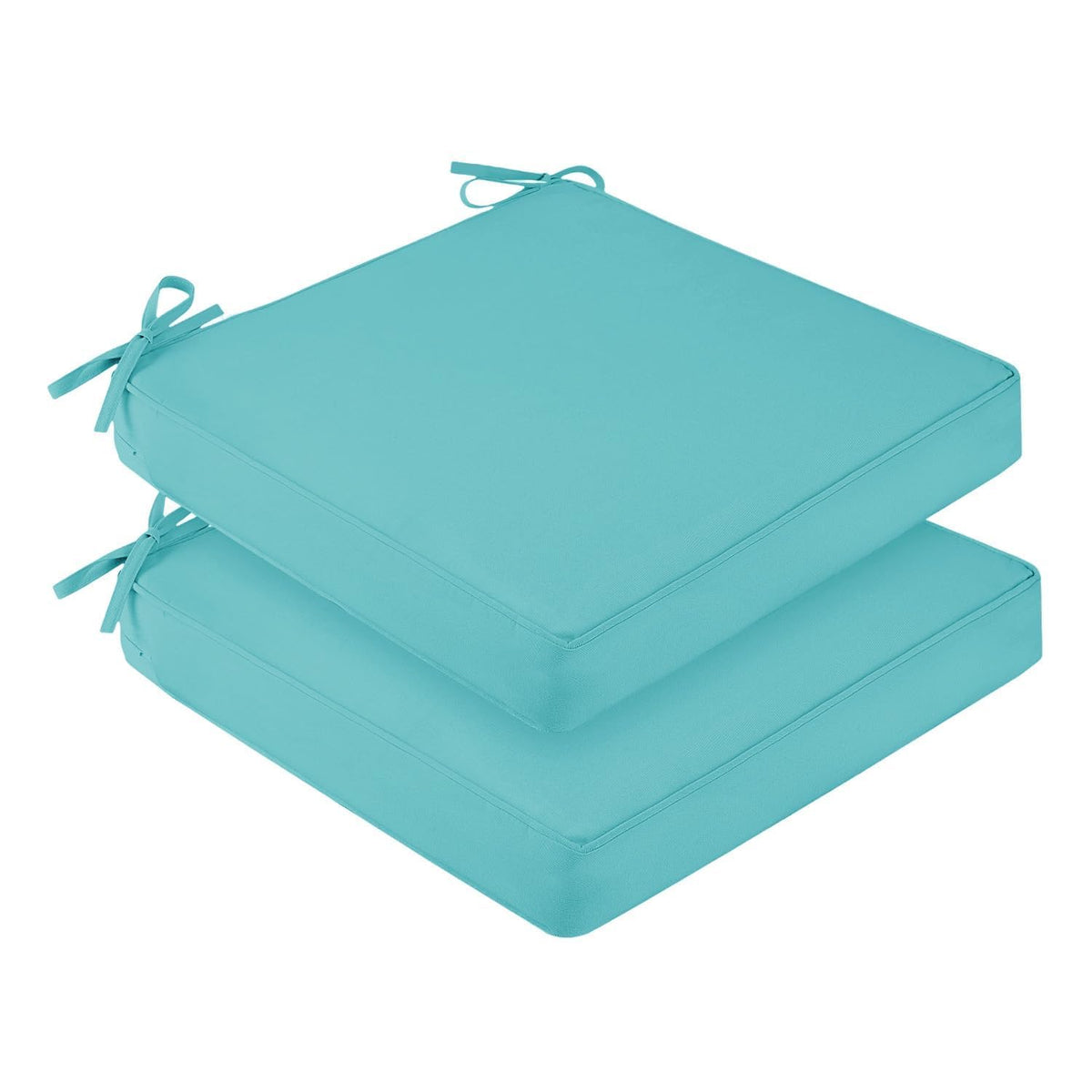 downluxe Outdoor Chair Cushions Set of 4, Waterproof 19" x 19" x 3" Patio Chair Cushion with Non-Slip Ties & Handle, Square Outdoor Cushion for Patio Furniture with Removable Cover, Navy