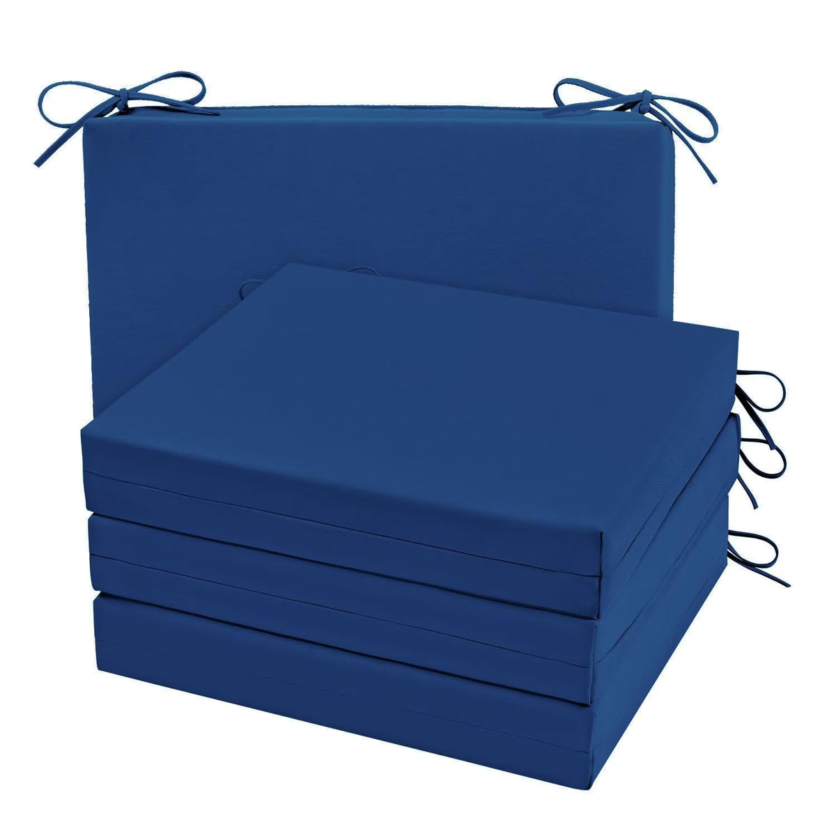 Cozyide Outdoor Chair Cushions, Waterproof Patio Seat Cushions with Adjustable Straps, Round Corner Patio Chair Cushions for Garden, Royal Blue, 17x16x2 Inch (Pack of 2)