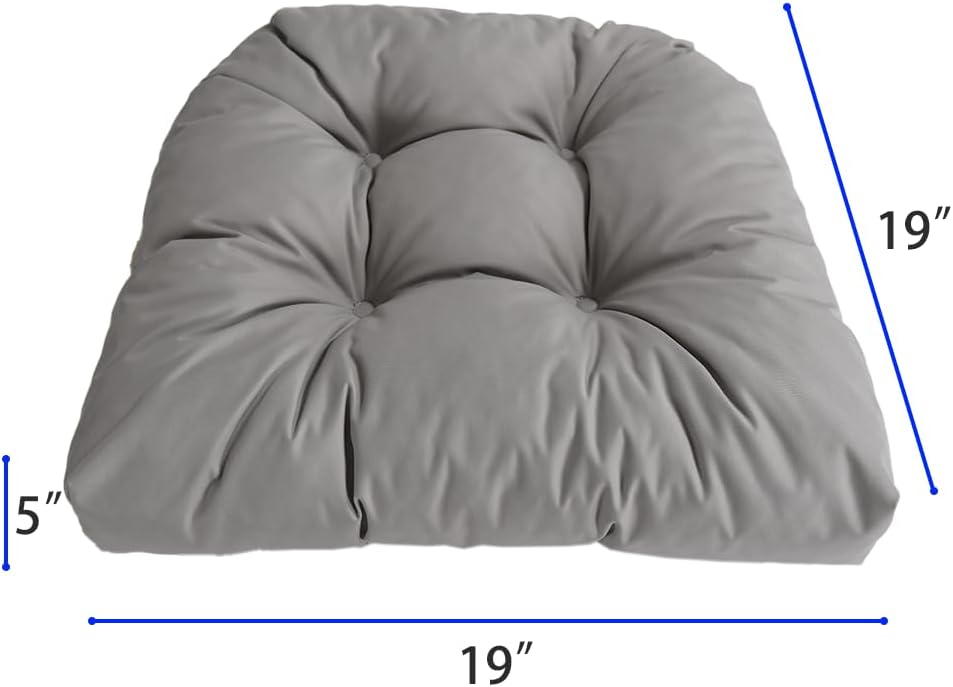 amberr Outdoor Chair Cushions Set of 2, Waterproof Outdoor Seat Cushions for Patio Furniture,Wicker Chair Cushions with Adjustable Straps (Light Grey, 19" x 19"x 5"（2 Pack)