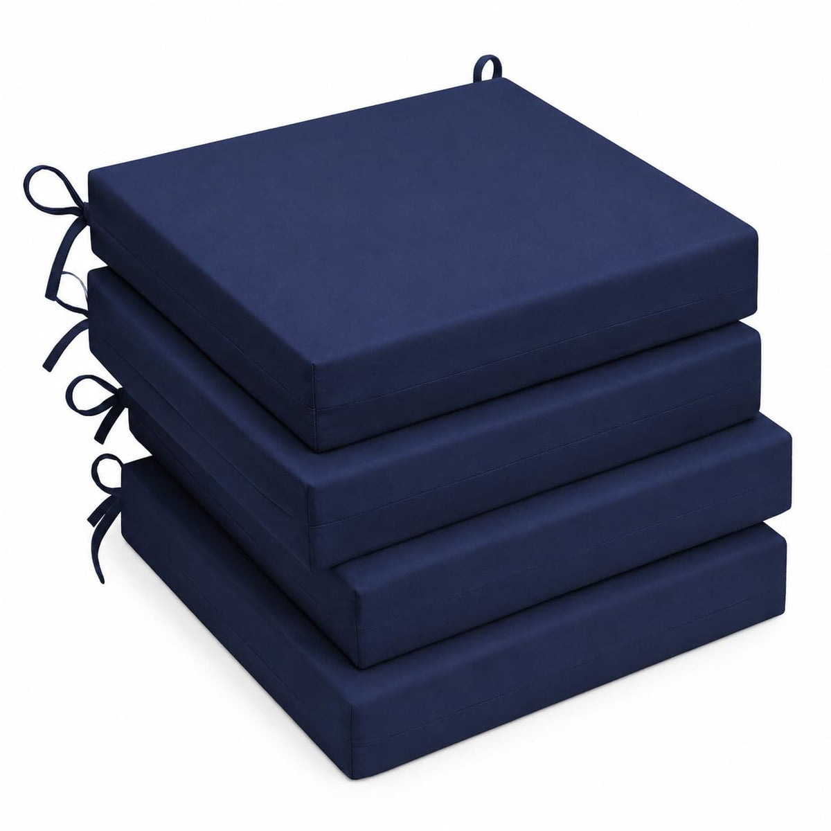 UNIKOME Outdoor Chair Cushions Pack of 4, Water Resistant Patio Cushions with Ties, High Density Sponge Filling Square Corner Seat Cushions for Outdoor Furniture, 18.5"*16"*3", Green
