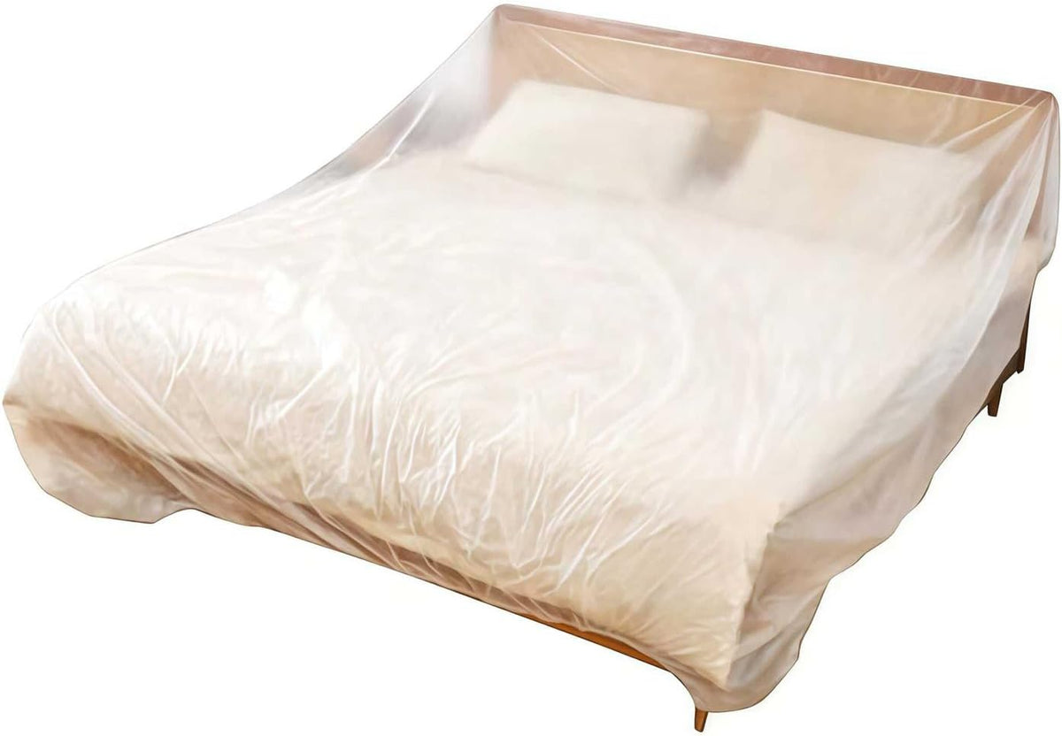 2 Pack Sofa Dust Covers Dustproof Couch Protector Plastic Moving and Storage Covers for Furniture Moves Protection Queen Bed King Bed Home Renovation Wall Painting Basement Garage