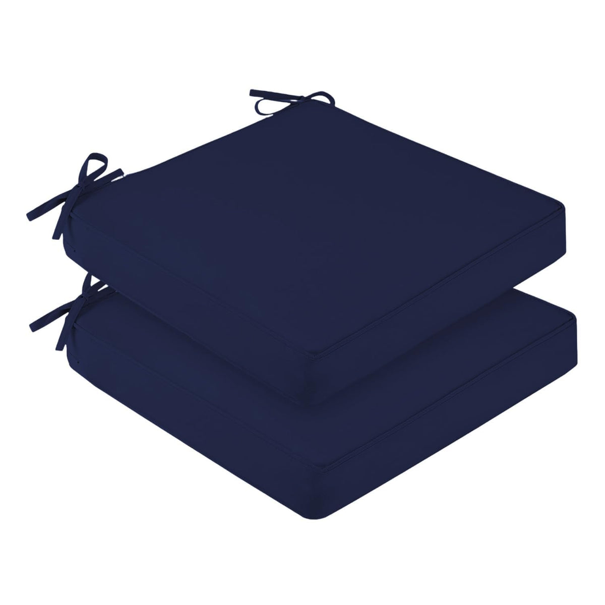 downluxe Outdoor Chair Cushions Set of 4, Waterproof 19" x 19" x 3" Patio Chair Cushion with Non-Slip Ties & Handle, Square Outdoor Cushion for Patio Furniture with Removable Cover, Navy