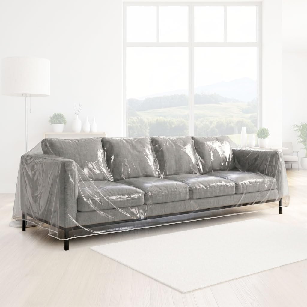 LAMINET Thick Crystal Clear Heavy-Duty Water Resistant Sofa/Couch Cover - Perfect for Protection Against CAT/Dog Clawing, Kids and Grandkids- Sofa - 42" BH x 18" FH x 96”W x 40”D