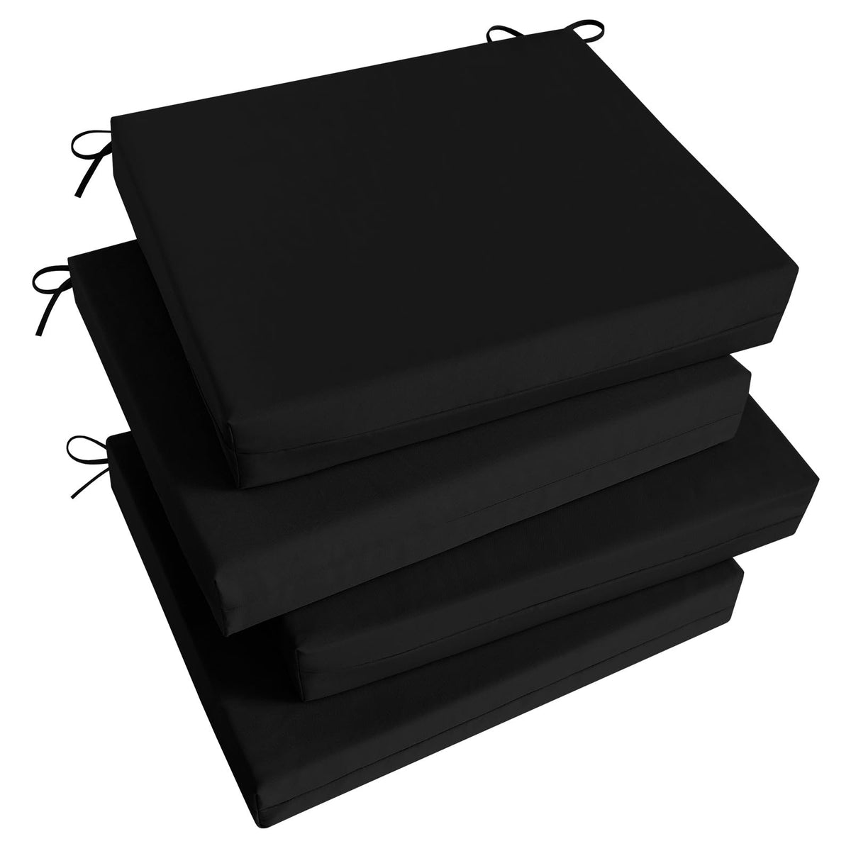 Basic Beyond Outdoor Chair Cushions Set of 4, Outdoor Cushions for Patio Furniture, Water Resistant Patio Chair Cushions with 2 Ties, 17x16x2, Black