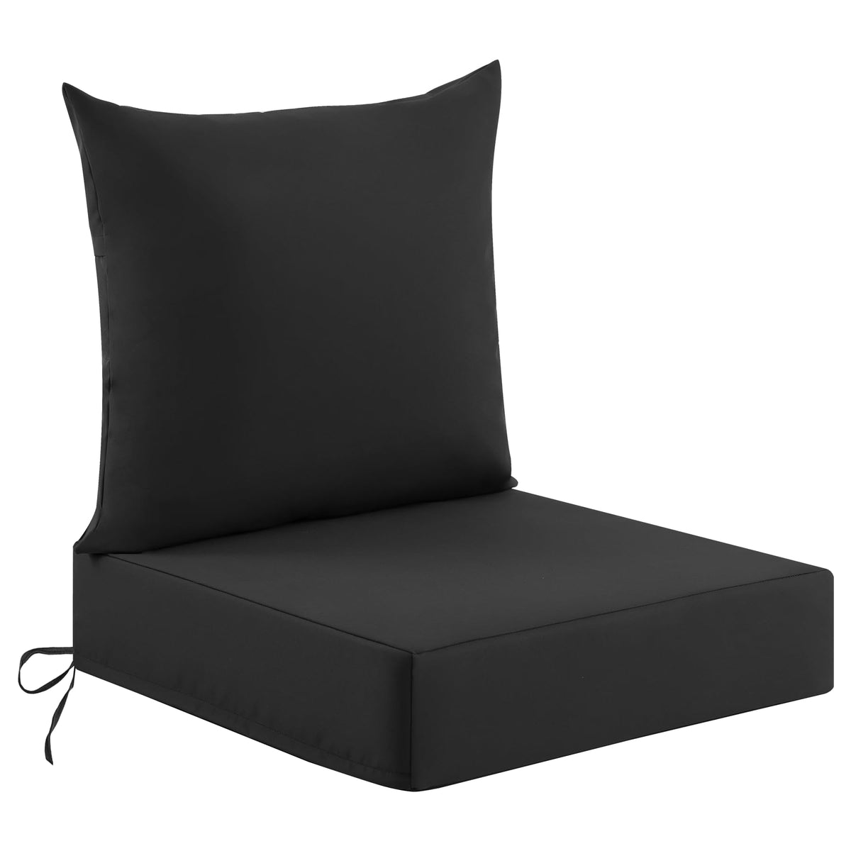 Deep Seat Patio Cushions Set of 2, 24x24x5.75 Inch, Waterproof Outdoor Chair Cushions, Fade Resistant Patio Furniture Cushions with Ties for Couch, Sofa, Lawn, Outside, Navy Blue