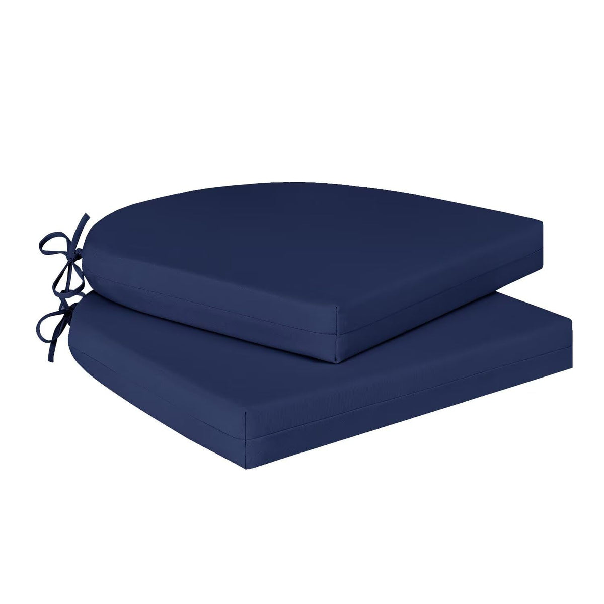 Cozyide Outdoor Chair Cushions, Waterproof Patio Seat Cushions with Adjustable Straps, Round Corner Patio Chair Cushions for Garden, Royal Blue, 17x16x2 Inch (Pack of 2)