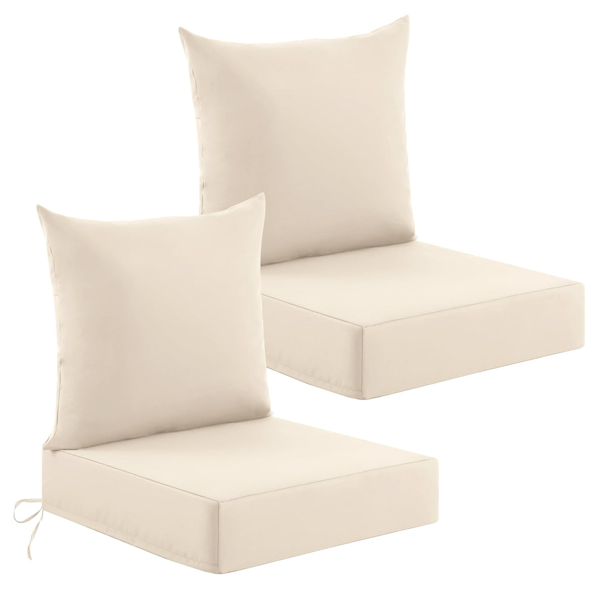 Deep Seat Patio Cushions Set of 2, 24x24x5.75 Inch, Waterproof Outdoor Chair Cushions, Fade Resistant Patio Furniture Cushions with Ties for Couch, Sofa, Lawn, Outside, Navy Blue