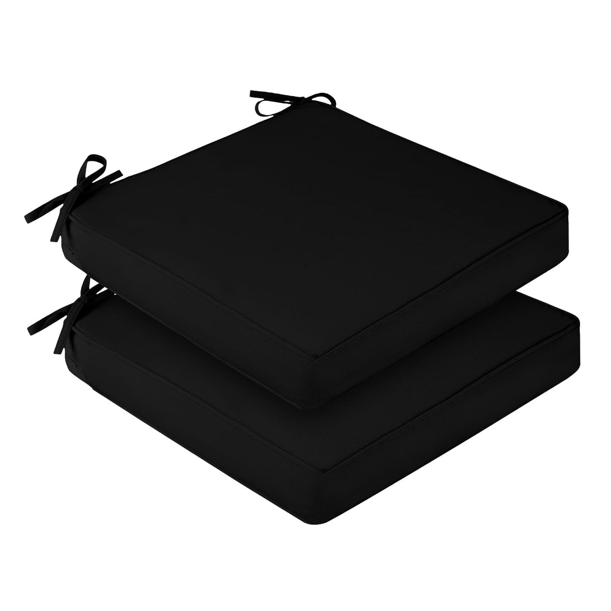 downluxe Outdoor Chair Cushions Set of 4, Waterproof 19" x 19" x 3" Patio Chair Cushion with Non-Slip Ties & Handle, Square Outdoor Cushion for Patio Furniture with Removable Cover, Navy