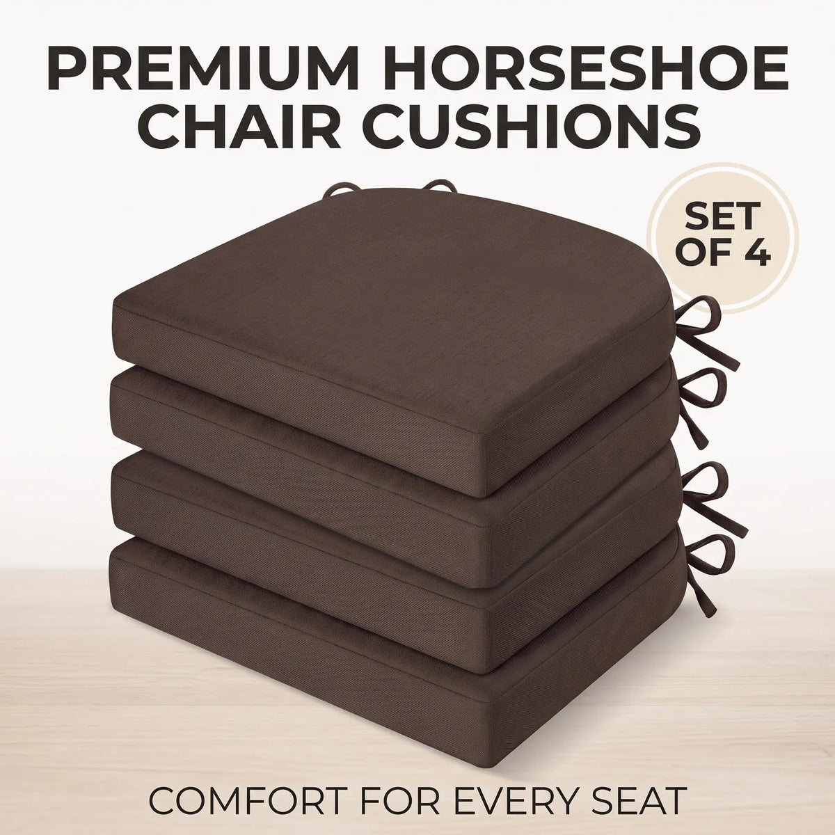 4-Pack Memory Foam Chair Cushions, Waterproof Dining Seat Pads with Ties – 17.3" Kitchen Chair Cushion with Non-Slip Base,sohochic