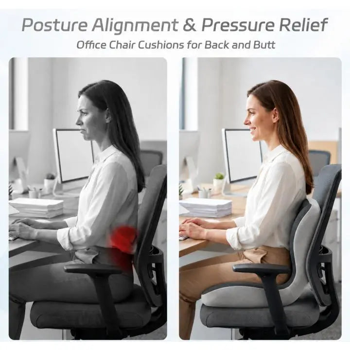 Orthopedic Memory Foam Seat Cushion - Quick Rebound Coccyx Tailbone Support Pillow for Back Pain & Sciatica Relief, Anti-Slip Removable Washable Cover, Ideal for Car, Office Desk Chair, Wheelchair