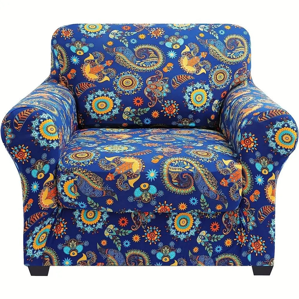Couch Covers, Chair/Sofa Covers, Stretch, Printed,  Armchair Slipcover, Separate Couch Cushion Covers, Washable Furniture Protector for Pets