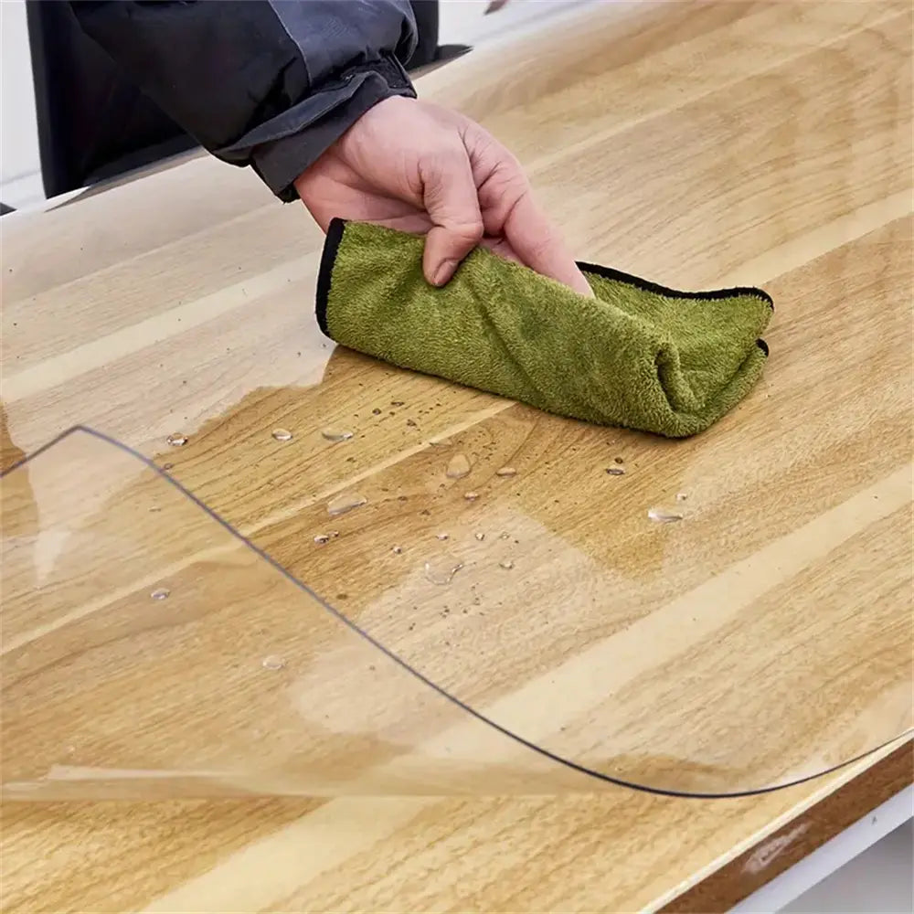 Food-Grade PVC Rectangle Desk Protector - High Transparency, Multi-Size, Cutting-Ready Oval Option with Ruler, Dustproof, Stain-Proof, Water-Resistant, Easy to Clean, Contemporary Cover for Wooden Furniture & Glass Dining Tops (DIY Cut Friendly),sohochic