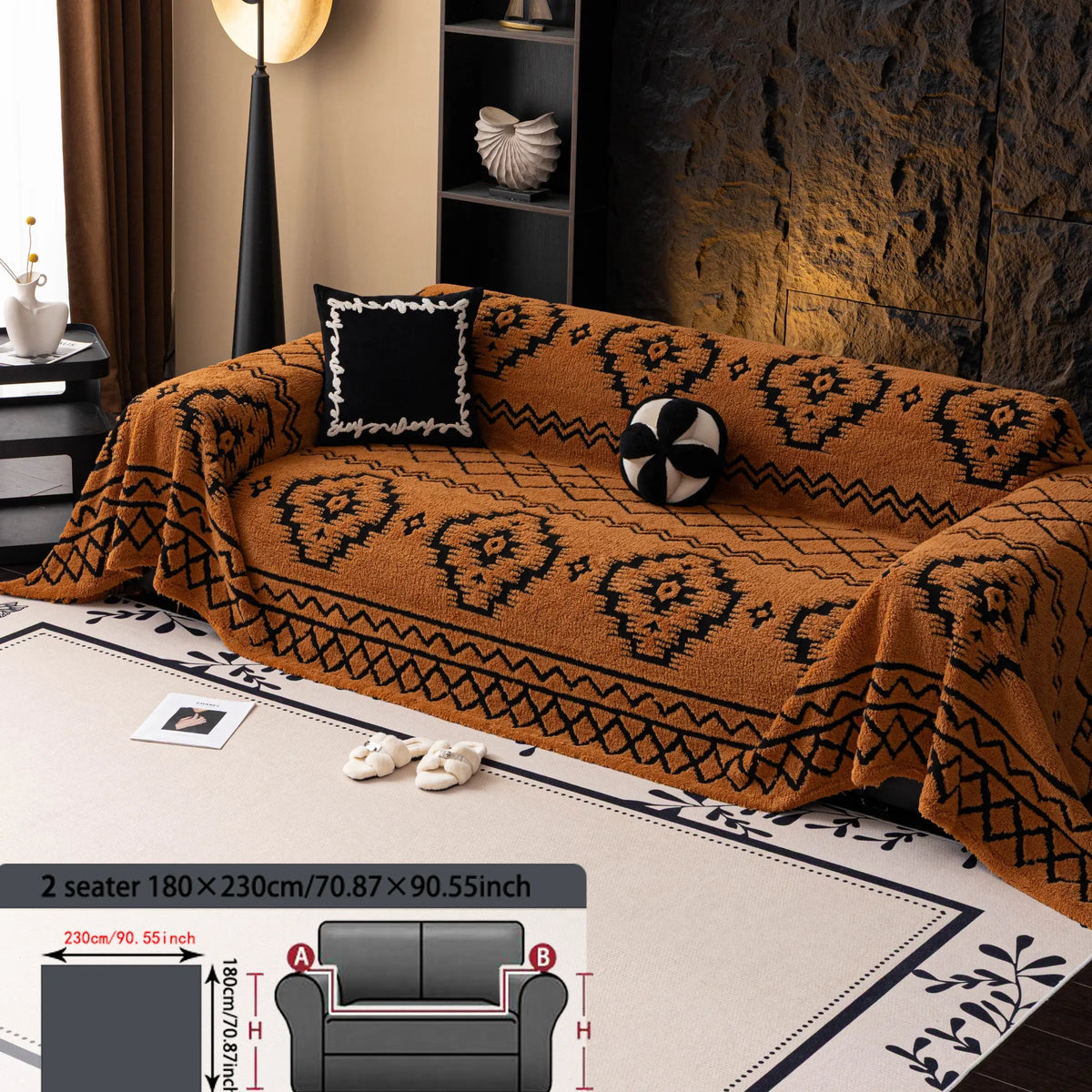Geometric Pattern Sofa Cover, 1 Count Soft Dustproof Slipcover For Sofa, Soft Sofa Protector to Protect Couches in Living Room & Office, Couch Covers, Home Decor #GLOBAL PICKS