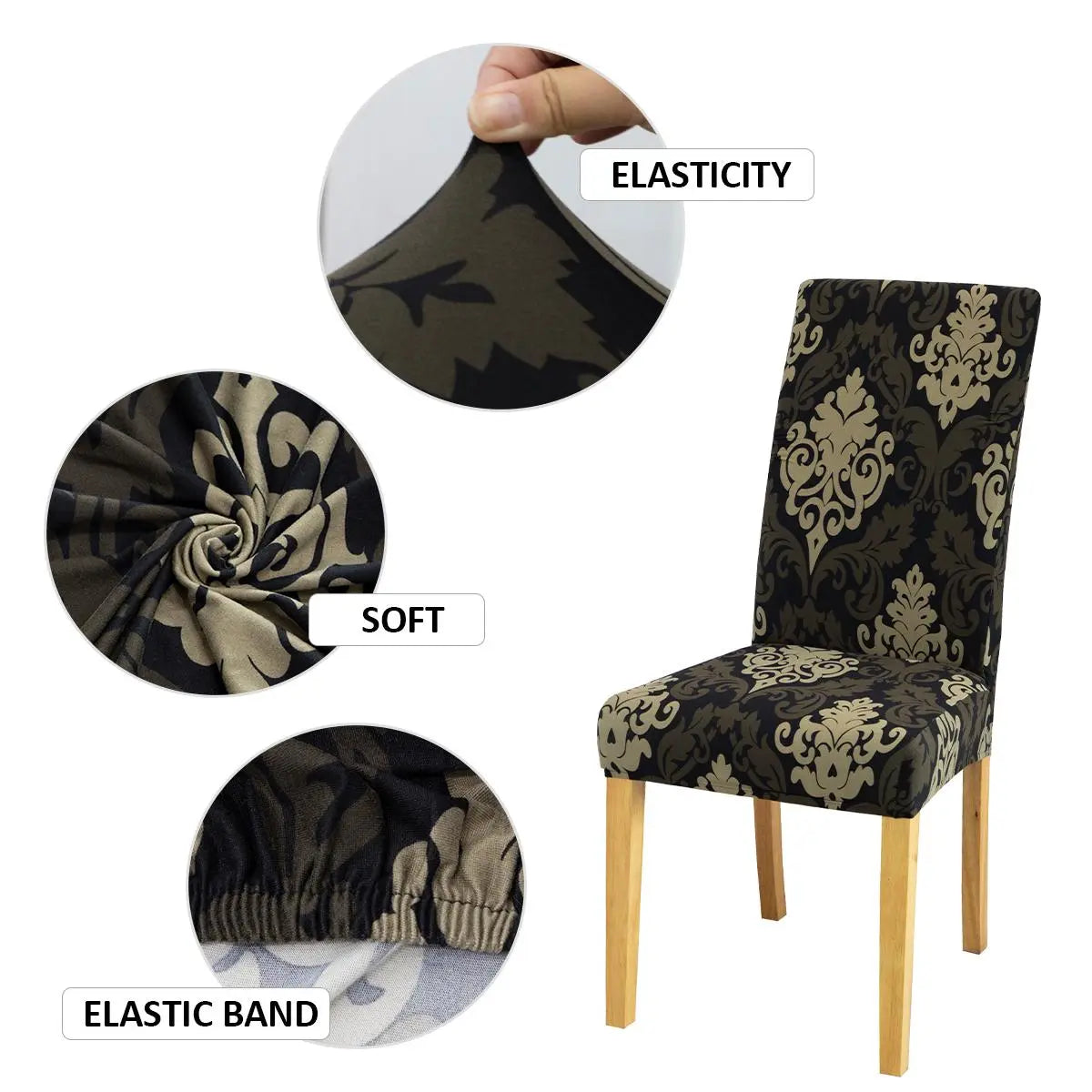 Chair Cover, 4/6 Counts Removable Washable Chair Slipcover, Dustproof Chair Protector for Home Living Room Hotel Dining Room