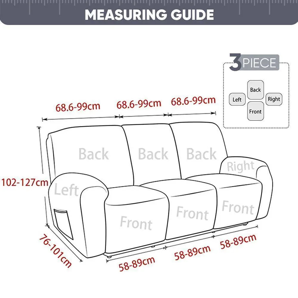1/2/3 Seater Elastic Recliner Sofa Cover,Solid Color Sofa Cover,Stretch Armchair Covers Couch Slipcover With Pocket,Pet Friendly  Anti-Slip Slipcover, Office, And Home Decor