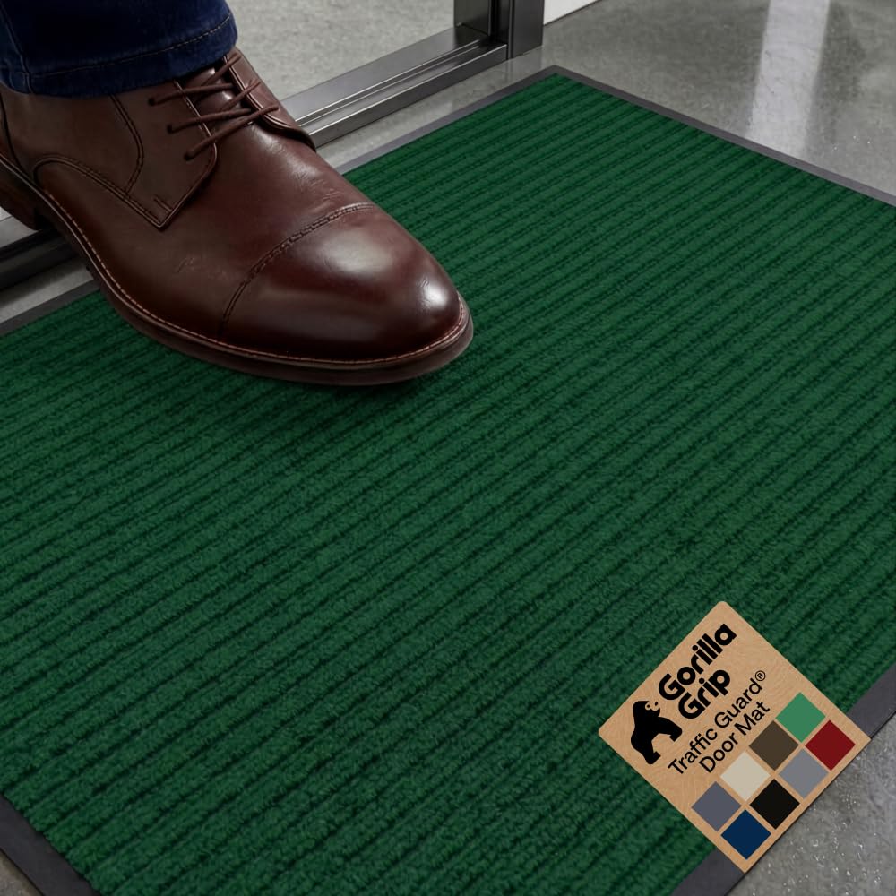 GORILLA GRIP Traffic Guard Indoor Outdoor Heavy Duty Door Mat, 72x48 Black