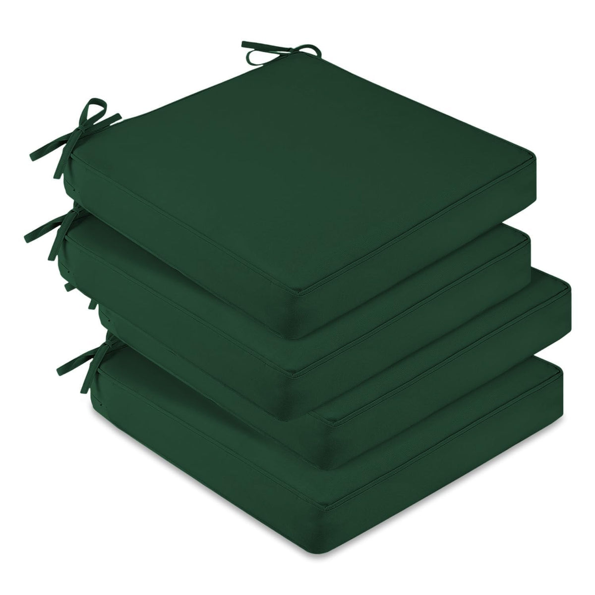 downluxe Outdoor Chair Cushions Set of 4, Waterproof 19" x 19" x 3" Patio Chair Cushion with Non-Slip Ties & Handle, Square Outdoor Cushion for Patio Furniture with Removable Cover, Navy