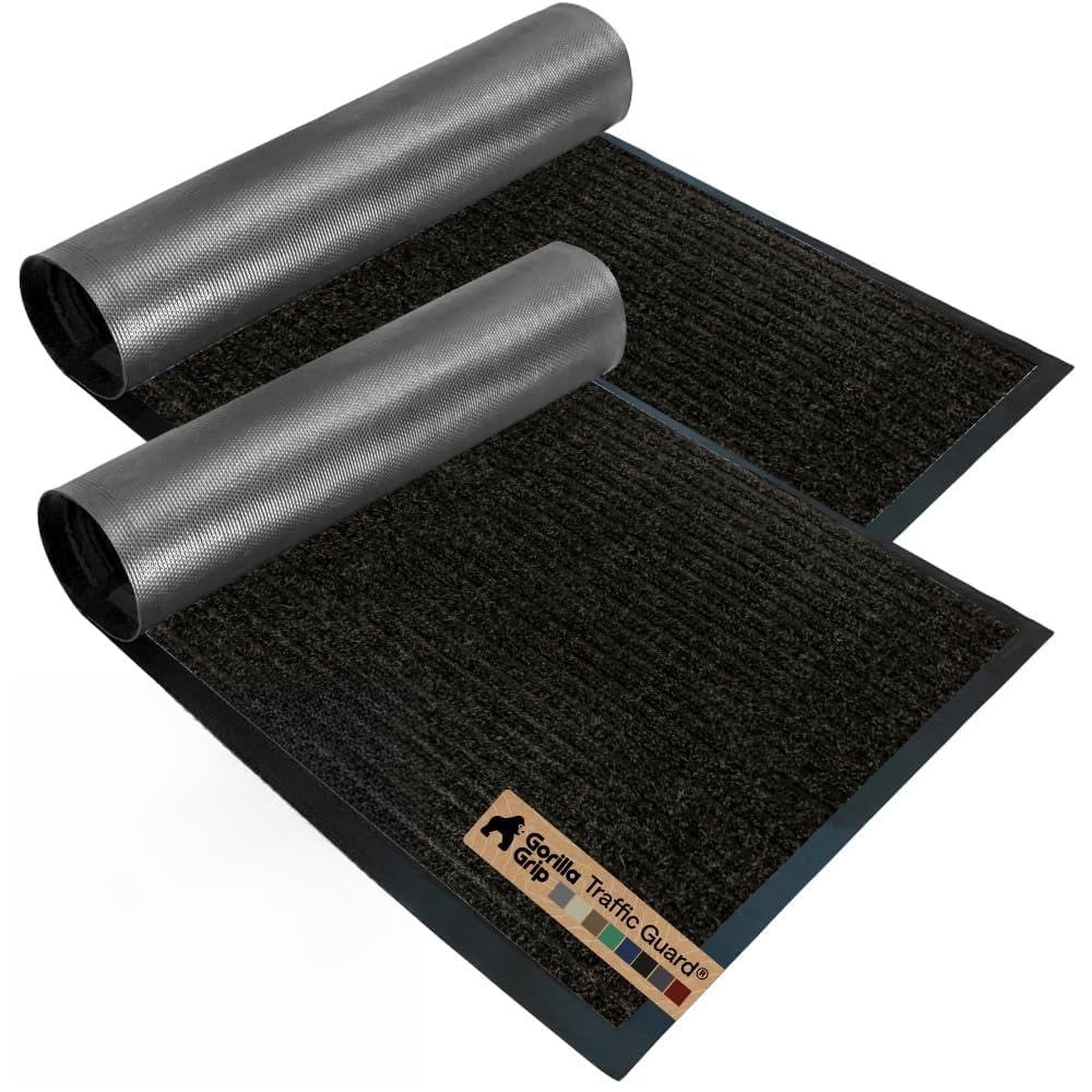 GORILLA GRIP Traffic Guard Indoor Outdoor Heavy Duty Door Mat, 72x48 Black