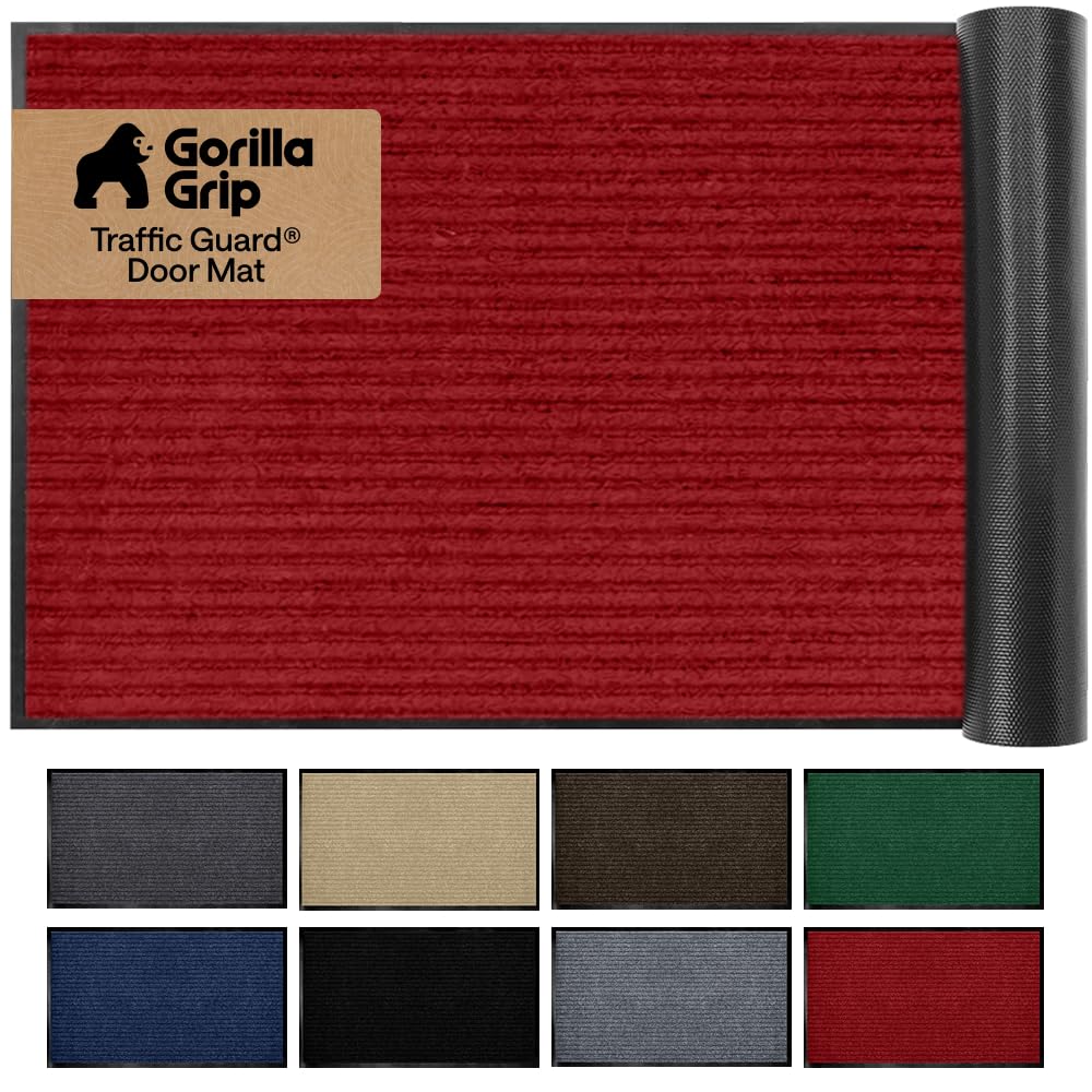 GORILLA GRIP Traffic Guard Indoor Outdoor Heavy Duty Door Mat, 72x48 Black
