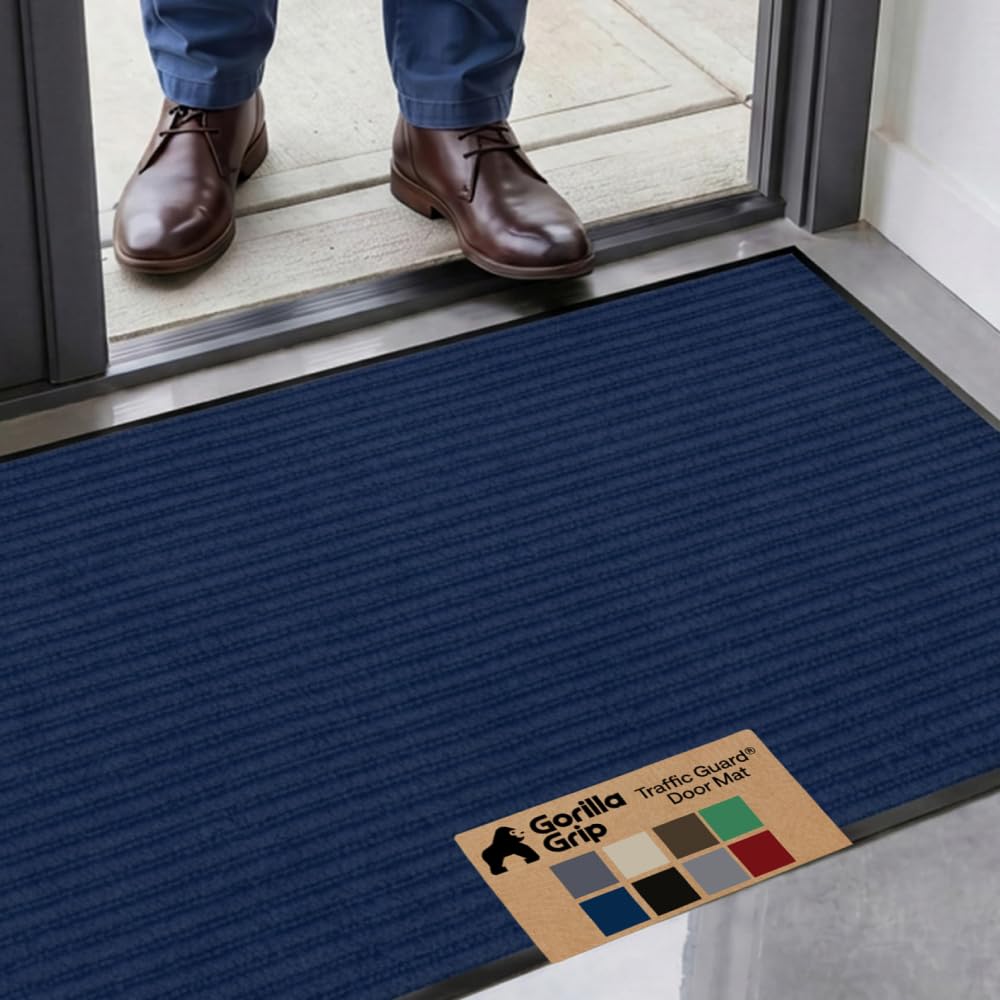 GORILLA GRIP Traffic Guard Indoor Outdoor Heavy Duty Door Mat, 72x48 Black