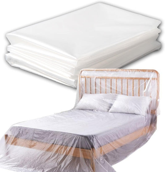 6 Pack Drop Cloth Plastic Sheeting, 9 x 12 FT Heavy Duty Painters Tarp, Waterproof Dustproof Furniture and Floor Protection Cover, Tear-Resistant Plastic for Painting and Renovation