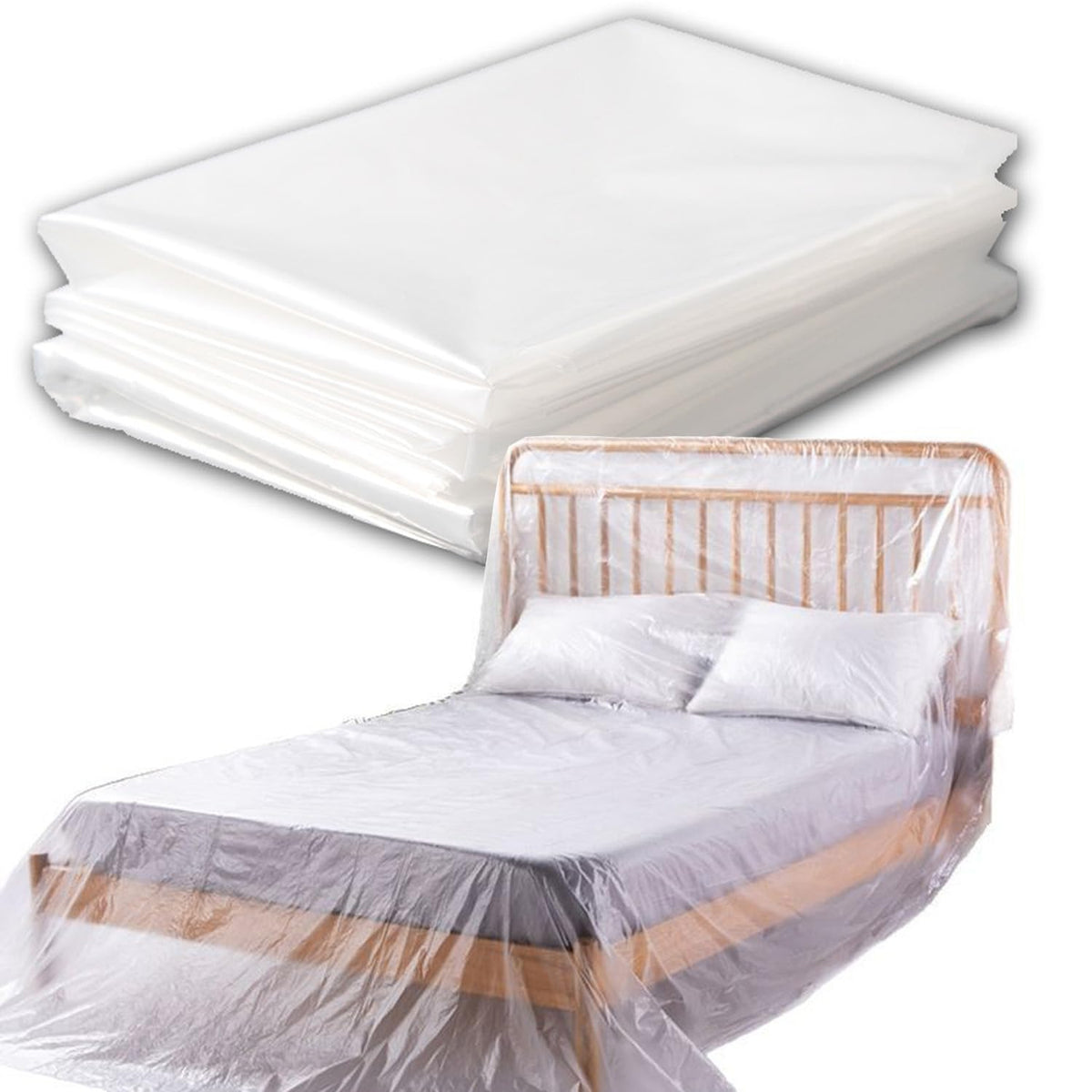 6 Pack Drop Cloth Plastic Sheeting, 9 x 12 FT Heavy Duty Painters Tarp, Waterproof Dustproof Furniture and Floor Protection Cover, Tear-Resistant Plastic for Painting and Renovation