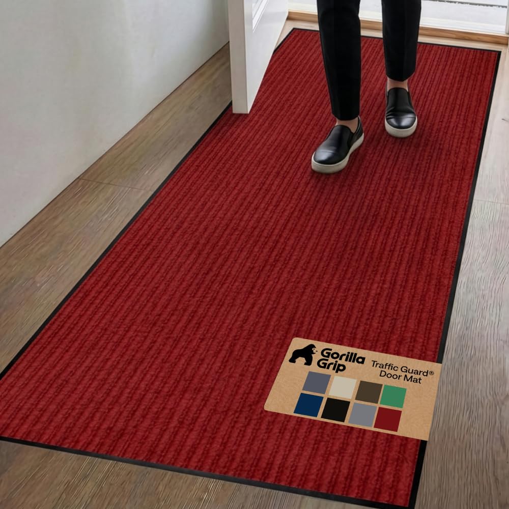 GORILLA GRIP Traffic Guard Indoor Outdoor Heavy Duty Door Mat, 72x48 Black