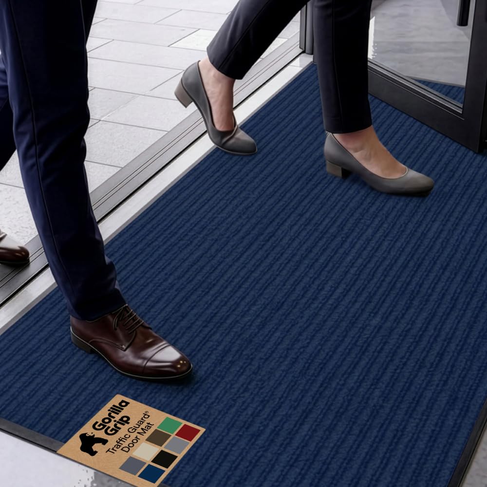GORILLA GRIP Traffic Guard Indoor Outdoor Heavy Duty Door Mat, 72x48 Black