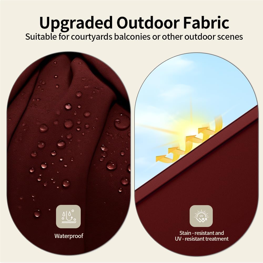 Outdoor Chair Cushions, Waterproof High Back Patio Cushion Set, 24x24 Inch Deep Seat Cushions for Patio Furniture, Washable Outdoor Pillows with Non-Slip Ties (Red, 24x24inches)