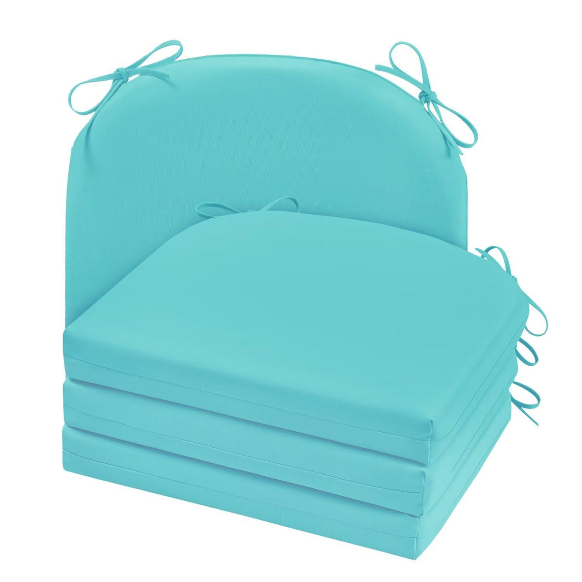 Cozyide Outdoor Chair Cushions, Waterproof Patio Seat Cushions with Adjustable Straps, Round Corner Patio Chair Cushions for Garden, Royal Blue, 17x16x2 Inch (Pack of 2)