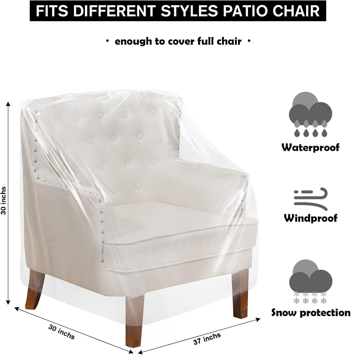 Tudomro 4 Pcs Outdoor Clear Plastic Chair Covers Waterproof Dust Proof