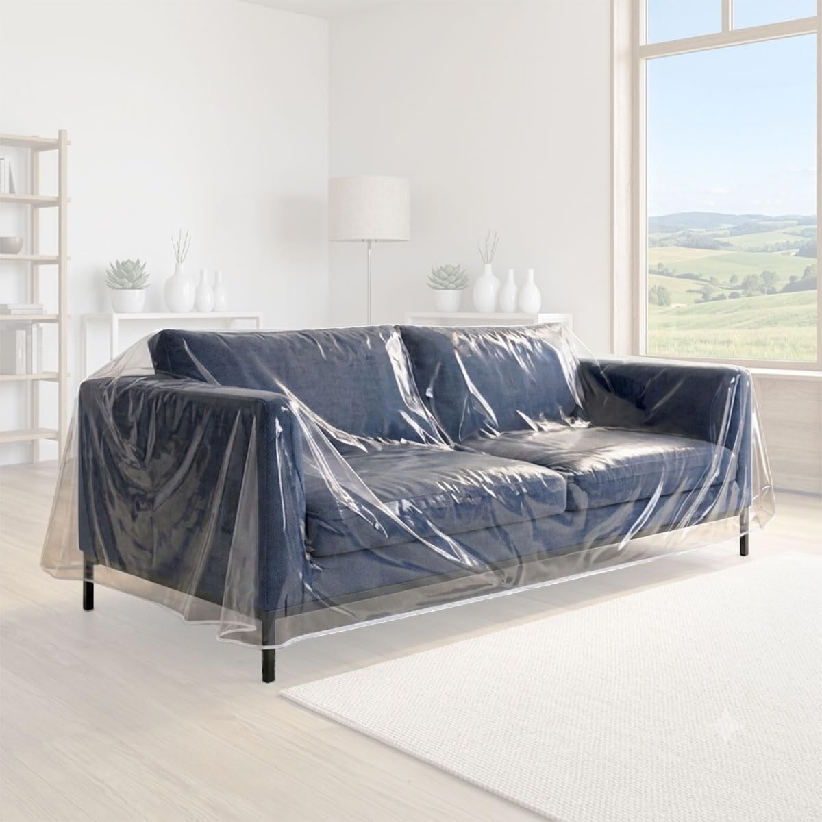 LAMINET Thick Crystal Clear Heavy-Duty Water Resistant Sofa/Couch Cover - Perfect for Protection Against CAT/Dog Clawing, Kids and Grandkids- Sofa - 42" BH x 18" FH x 96”W x 40”D