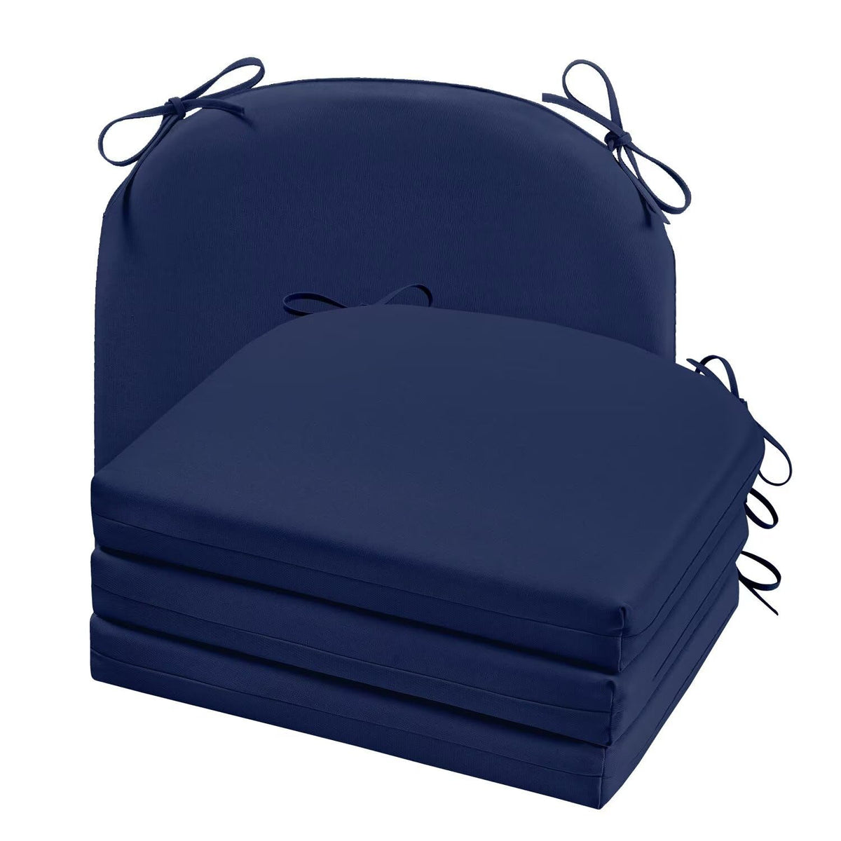 Cozyide Outdoor Chair Cushions, Waterproof Patio Seat Cushions with Adjustable Straps, Round Corner Patio Chair Cushions for Garden, Royal Blue, 17x16x2 Inch (Pack of 2)