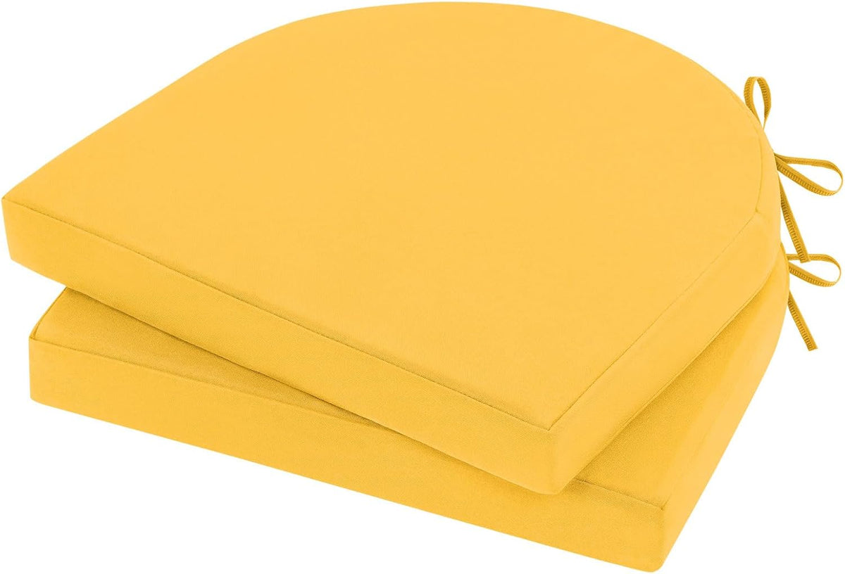Topotdor Outdoor Chair Cushions Set of 2,17"x16"x2" Patio Chair Pads,Yellow