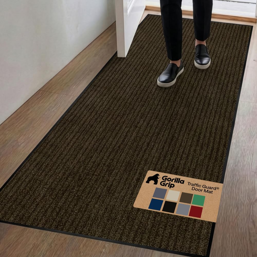 GORILLA GRIP Traffic Guard Indoor Outdoor Heavy Duty Door Mat, 72x48 Black