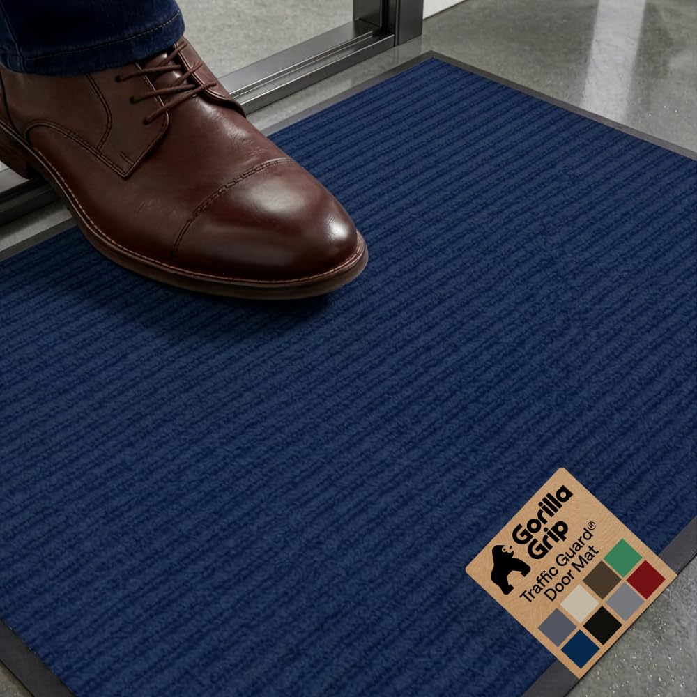 GORILLA GRIP Traffic Guard Indoor Outdoor Heavy Duty Door Mat, 72x48 Black