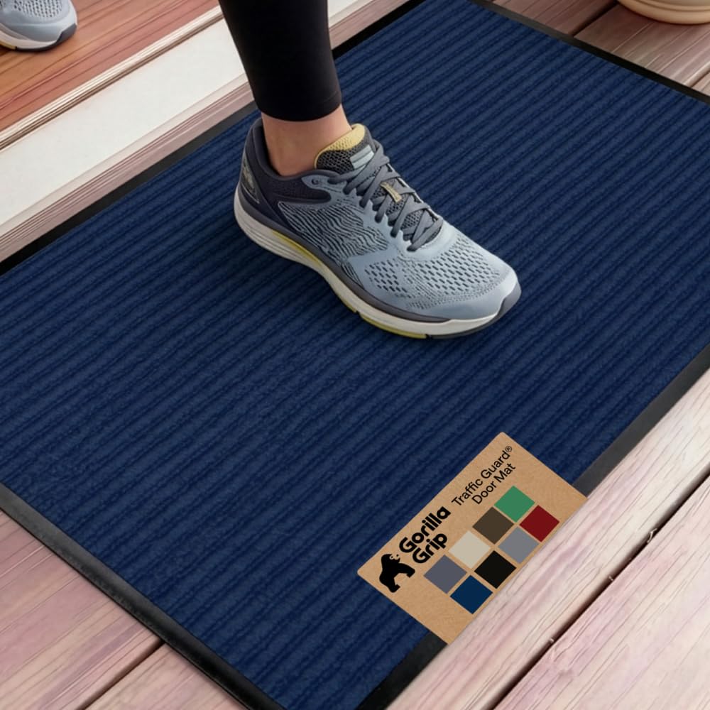 GORILLA GRIP Traffic Guard Indoor Outdoor Heavy Duty Door Mat, 72x48 Black