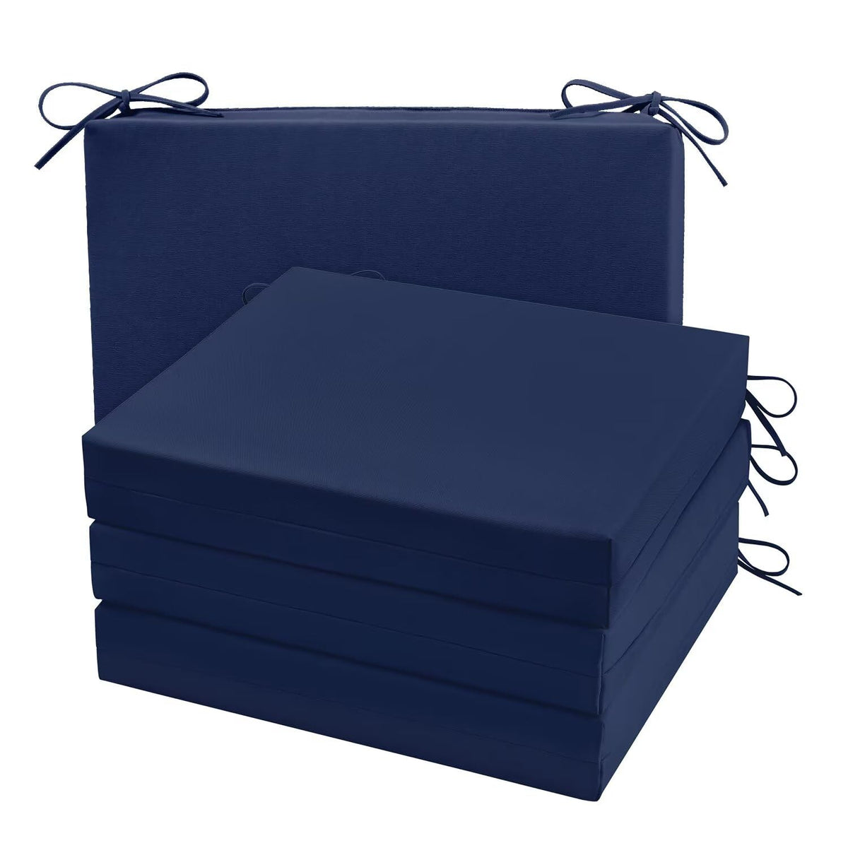 Cozyide Outdoor Chair Cushions, Waterproof Patio Seat Cushions with Adjustable Straps, Round Corner Patio Chair Cushions for Garden, Royal Blue, 17x16x2 Inch (Pack of 2)