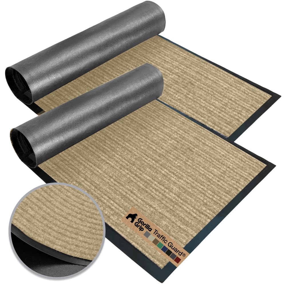 GORILLA GRIP Traffic Guard Indoor Outdoor Heavy Duty Door Mat, 72x48 Black
