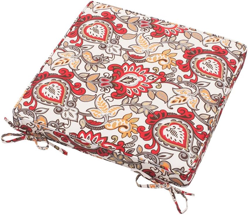 Magpie Fabrics Indoor Outdoor Waterproof Square Chair Cushion, 18" x 18" x 2.5", 2 Pack, Water Resistant Seat Cushions, for Patio Garden Office, Phoenix Red Orange