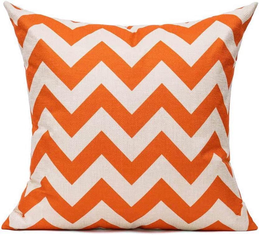 All Smiles Outdoor Waterproof Throw Pillow Covers 18X18 Set of 4,Orange Decorative Cushion Covers Boho Decorations Outside for Patio Furniture Porch Seat Chair Couch Sofa Living Room Geometric