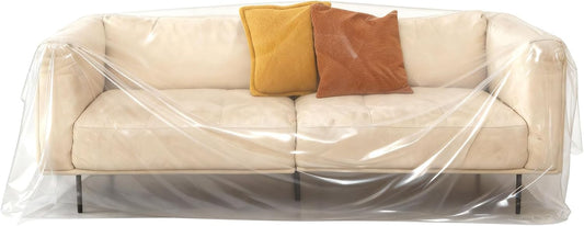 Magicheap Plastic Couch Cover 2 Pack, 150" H x 47" W, Clear