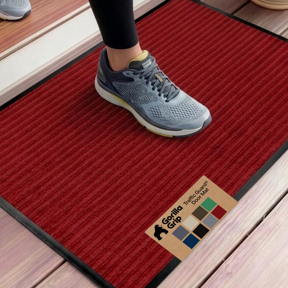 GORILLA GRIP Traffic Guard Indoor Outdoor Heavy Duty Door Mat, 72x48 Black