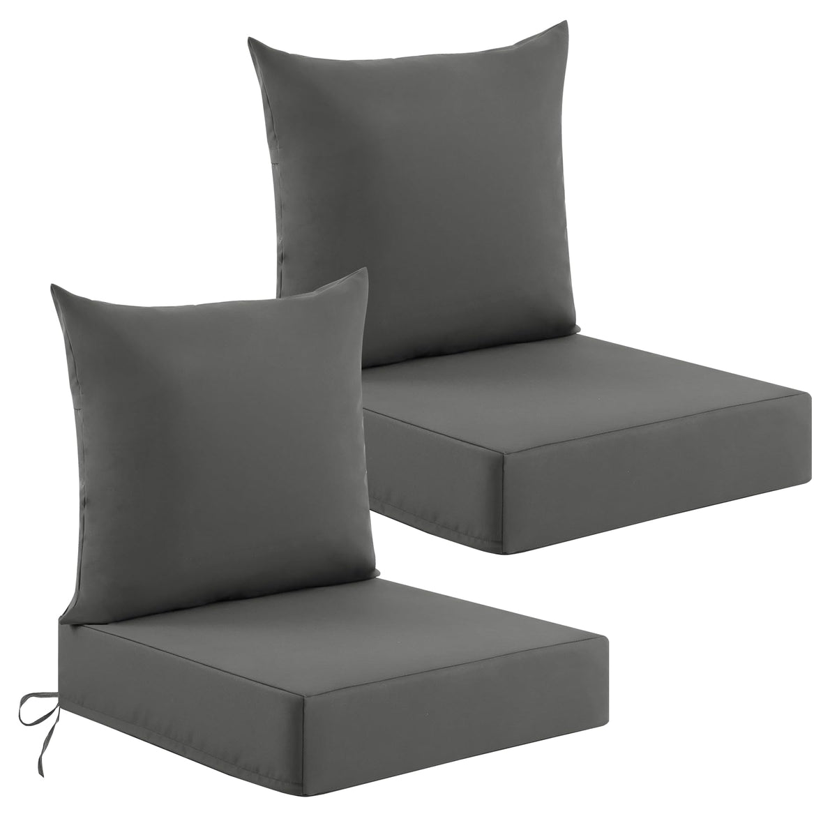 Deep Seat Patio Cushions Set of 2, 24x24x5.75 Inch, Waterproof Outdoor Chair Cushions, Fade Resistant Patio Furniture Cushions with Ties for Couch, Sofa, Lawn, Outside, Navy Blue