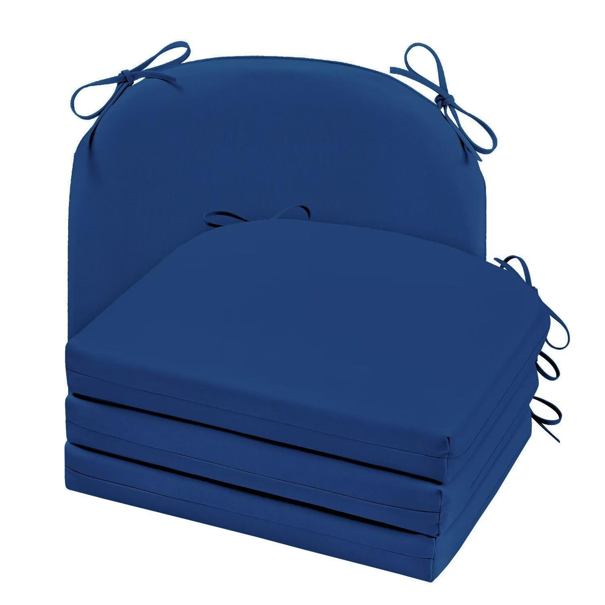 Cozyide Outdoor Chair Cushions, Waterproof Patio Seat Cushions with Adjustable Straps, Round Corner Patio Chair Cushions for Garden, Royal Blue, 17x16x2 Inch (Pack of 2)